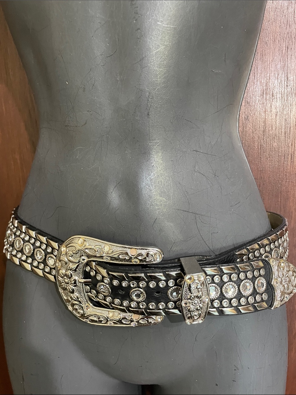 Statement Crystal studded Italian made belt
